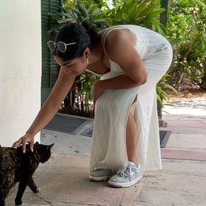 Long white dress with slit